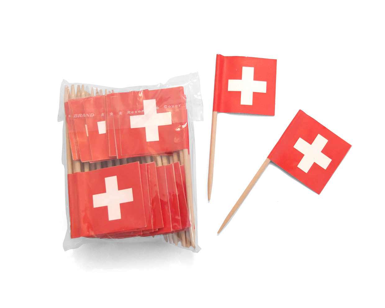 Zahnstocher mit Schweizer Fahne
